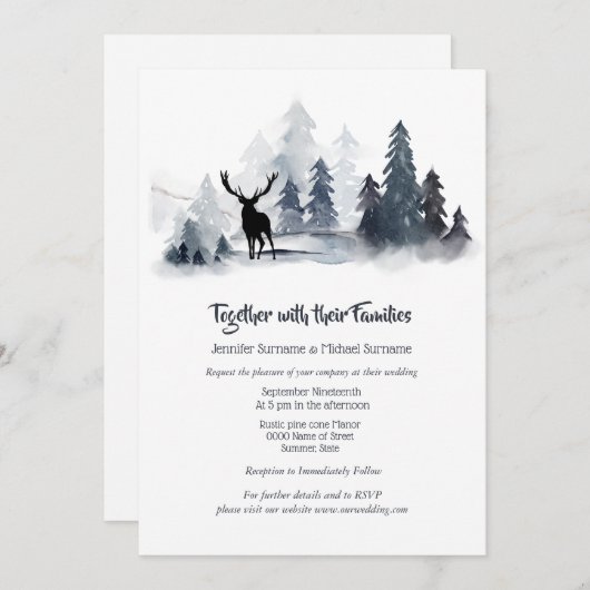 Duskyblau-graue Silhouette Einladung (Vorne/Hinten)