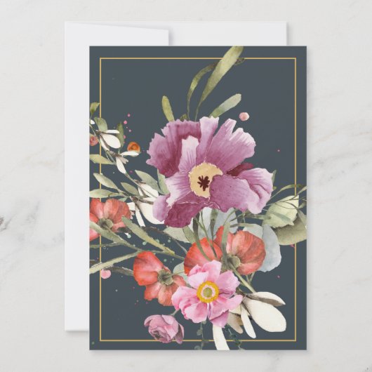 Duskyblau, rosa Brautparty Einladung (Rückseite)