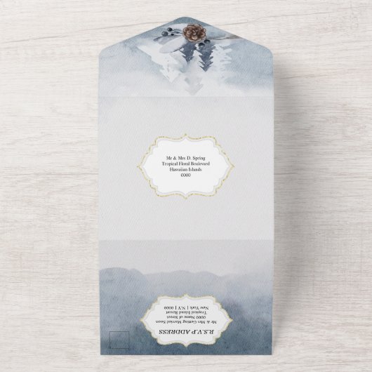 Duskyblauer Kiefernwald Weihnachtsfeier All In One Einladung (Außenbereich)