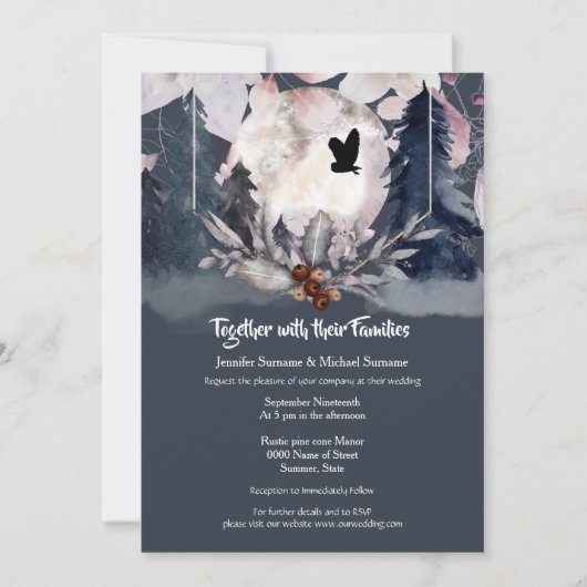 Duskyblauer Uhu aus dunklem Mond Einladung (Vorderseite)