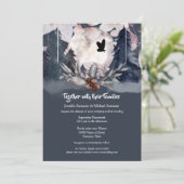 Duskyblauer Uhu aus dunklem Mond Einladung (Stehend Vorderseite)