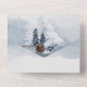 Duskyblauer Wald Aquarellbäume Weihnachten All In One Einladung (Rückseite)