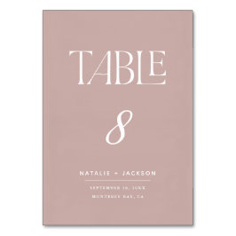 Duskyrosa gestrichene, elegante Skriptschrift Text Tischnummer