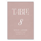 Duskyrosa gestrichene, elegante Skriptschrift Text Tischnummer (Vorderseite)