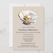 Duskyrosa Perle in Muschel 3D-Shimmer Strandschimm Einladung (Vorderseite)