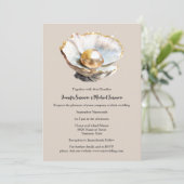 Duskyrosa Perle in Muschel 3D-Shimmer Strandschimm Einladung (Stehend Vorderseite)