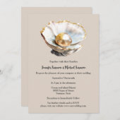 Duskyrosa Perle in Muschel 3D-Shimmer Strandschimm Einladung (Vorne/Hinten)