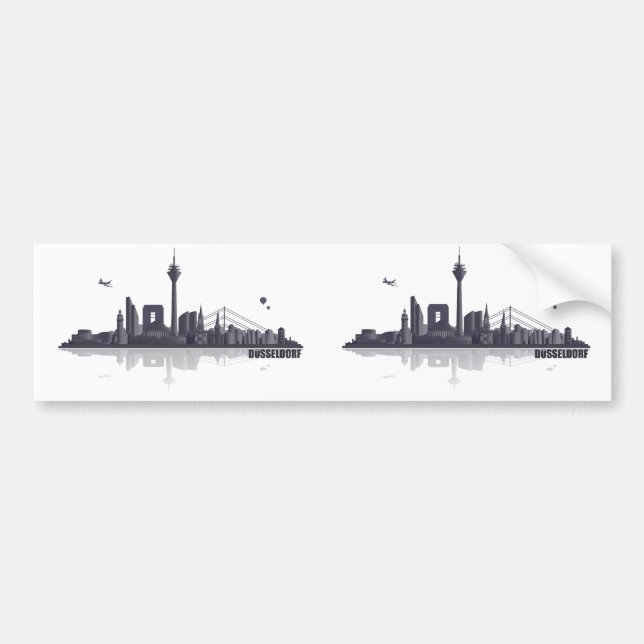 Düsseldorf City Skyline Autoaufkleber (Vorne)