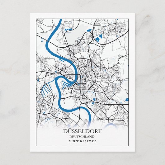 Dusseldorf Deutschland City Map Travel Simple Postkarte (Vorderseite)