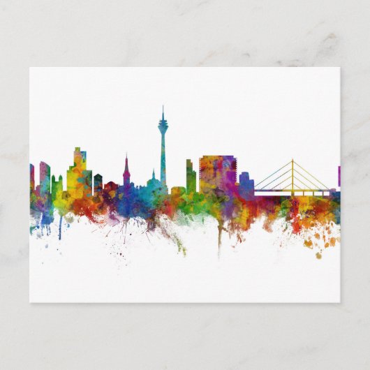 Düsseldorf Deutschland Skyline Postkarte (Vorderseite)