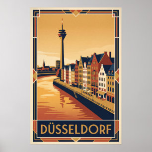 Düsseldorf Deutschland Vintage-Reiseillustration Poster