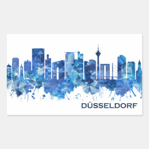 Dusseldorf Germany Skyline Blue Rechteckiger Aufkleber