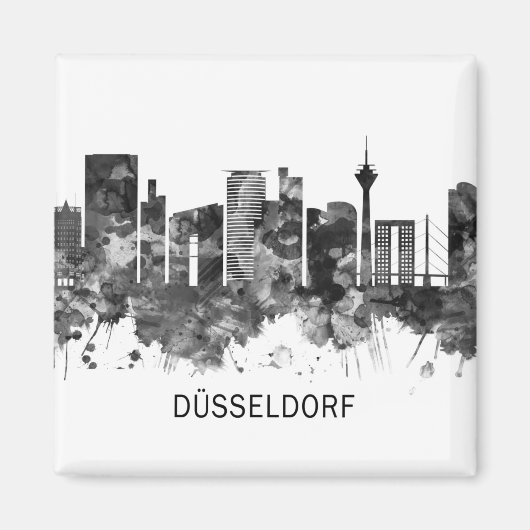 Dusseldorf Germany Skyline BW Magnet (Vorne)