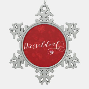 Düsseldorf Heart, Christmas Tree Ornament, Deutsch Schneeflocken Zinn-Ornament