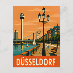🌇 DÜSSELDORF — Rheinpromenade bei Sonnenuntergang Postkarte
