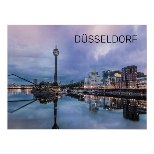 Dusseldorf Skyline Deutschland Holiday Sunset Souv Poster (Vorderseite)