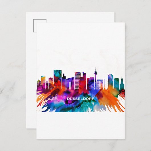 Dusseldorf Skyline Einladungspostkarte (Vorne/Hinten)