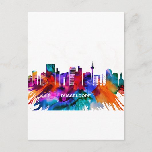 Dusseldorf Skyline Feiertagspostkarte (Vorderseite)
