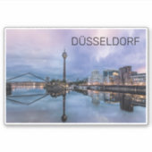 Dusseldorf Skyline Germany Holiday Sunset Souvenir Aufkleber (Vorderseite)