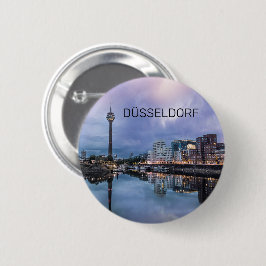 Dusseldorf Skyline Germany Holiday Sunset Souvenir Button