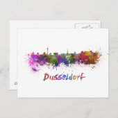 Dusseldorf skyline im Watercolor Postkarte (Vorne/Hinten)