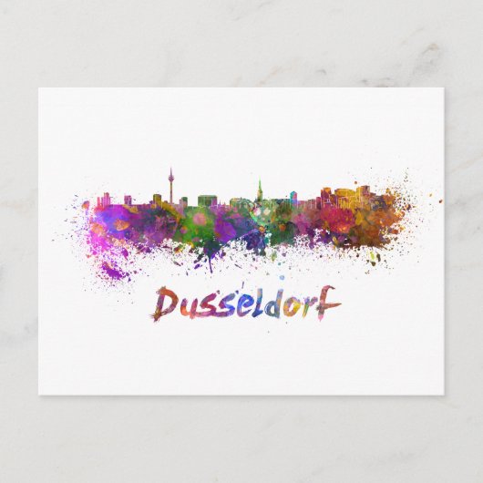 Dusseldorf skyline im Watercolor Postkarte (Vorderseite)