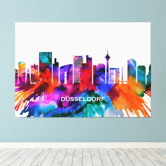 Dusseldorf Skyline Leinwanddruck (Insitu (Holzboden))