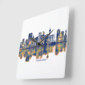 Dusseldorf Skyline Quadratische Wanduhr (Winkel)