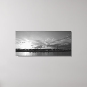 Düsseldorfer Rheinkirmes im Sonnenuntergan Leinwanddruck