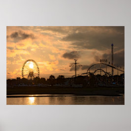 Düsseldorfer Rheinkirmes in the sunset Poster