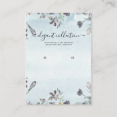 Dust Blue Floral Calligraphy Earring Display Card Visitenkarte (Vorderseite)