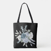 Dust Blue One Side Script Personalisiert Name Boho Tasche (Rückseite)