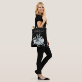 Dust Blue One Side Script Personalisiert Name Boho Tasche (Am Model)