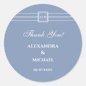 Dust Blue Whie Modern Wedding Vielen Dank Runder Aufkleber (Vorderseite)
