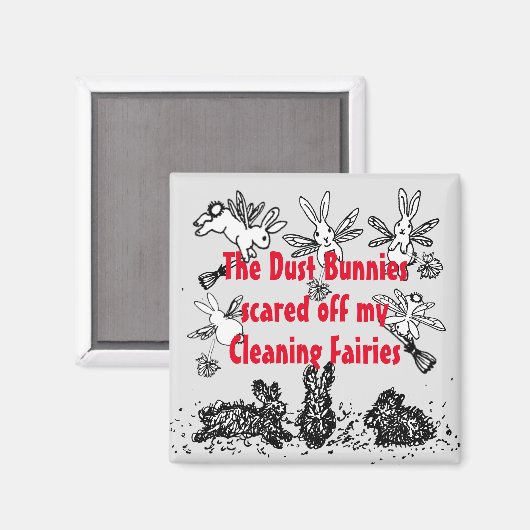 Dust Bunny Cleaning Fairy Rabbit Humorous Funny Magnet (Vorderseite/Rückseite)