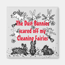 Dust Bunny Cleaning Fairy Rabbit Humorous Funny Magnet