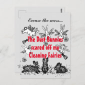 Dust Bunny Clearing Fee Rabbit Entschuldigung Mess Postkarte (Vorne/Hinten)