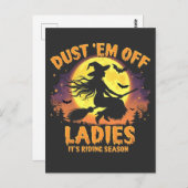 Dust Em Off Ladys Es ist Reitsaison Halloween Postkarte (Vorne/Hinten)