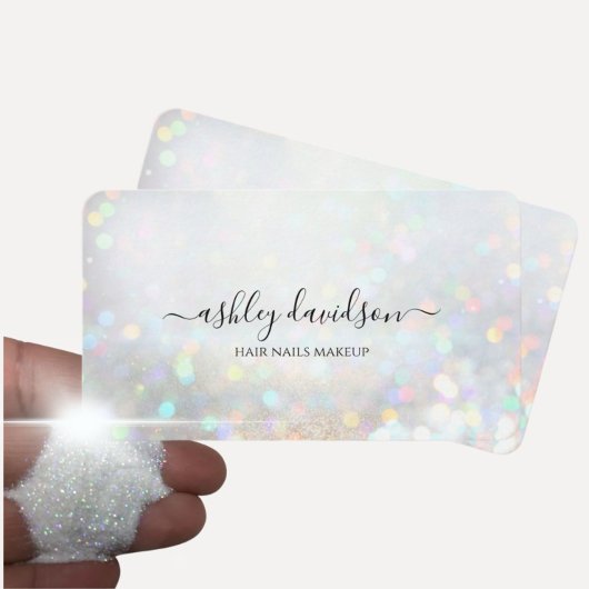 Dust Modern Glam Business Cards mit weißem Glitzer Visitenkarte