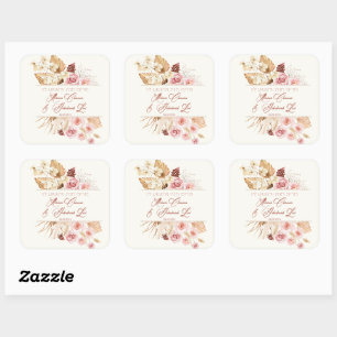 Dust & Terracotta Boho Judisch Hebräisch Chuppah Quadratischer Aufkleber