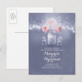 Dustblau und Save the Date rot Ankündigungspostkarte (Vorne/Hinten)