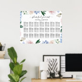 Dustenblaue Hydrangeas pastellrosa Sitzkarte Poster (Heimbüro)