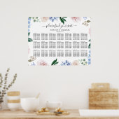 Dustenblaue Hydrangeas pastellrosa Sitzkarte Poster (Küche)