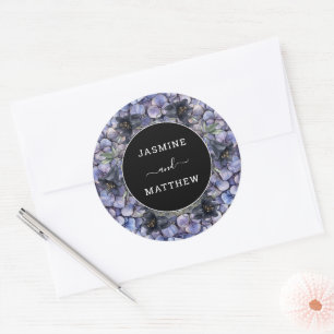 Düster-Black Floral Klassische Whimsical Chic Hoch Runder Aufkleber