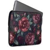 Düster-blumiges Wasserfarben Dunkelrot-Muster Laptopschutzhülle (Vorne Rechts)