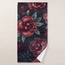 Düster-blumiges Wasserfarbendesign in dunklem Rot