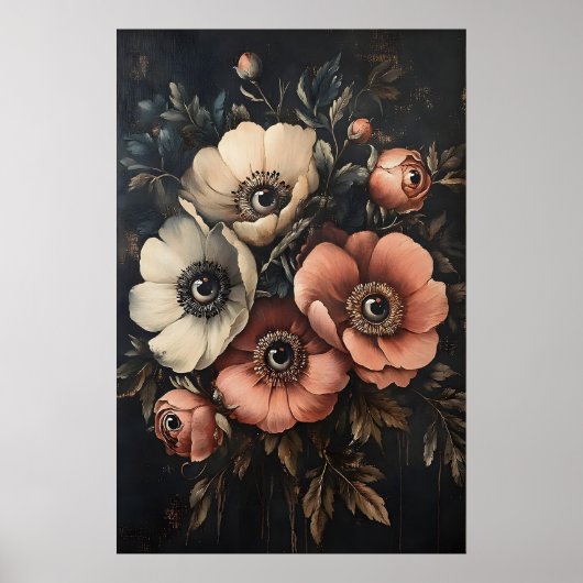 Düster dunkle Blumen mit Augen Druck, seltsame Blu Poster (Vorne)