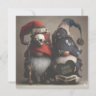 Düster-fantastische Gnome, die ein Herz mit Text h Karte