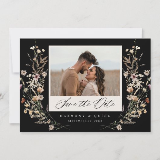 Düster florale Hochzeit - Rettet das Datum Save The Date (Vorderseite)