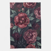 Düster florale Wasserfarbe Dunkelrotes Muster Geschirrtuch (Vertikal)